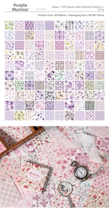 Pattern index showing 100 unique floral butterfly vintage purple scrapbook papers