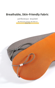 Detail of breathable honeycomb mesh sleep mask with adjustable elastic straps