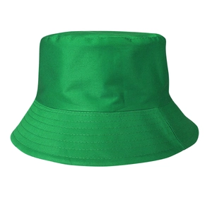 Classic green cotton bucket hat with decorative stitching and sun protection for adults