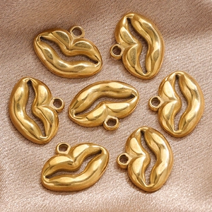 Stainless Steel Lip Pendants Hollow Out Lips Charms For DIY Necklace Jewelry Making Niche Punk Style