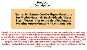 Detailed specifications of the miniature biscuit man furniture model with dimensions and weight