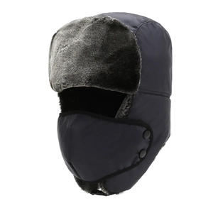 Bonnet aviateur d'hiver avec doublure en fourrure synthétique et masque de protection