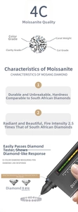 Detailed infographic showing 1-carat moissanite S925 silver bracelet with 4C quality grading