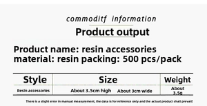 Detailed size chart for resin Christmas DIY charms with dimensions 3.5cm by 3cm