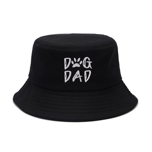 Cappello da pescatore nero con ricamo DOG DAD per protezione solare estiva all'aperto