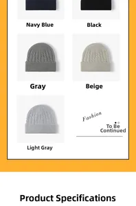 Detailed knit texture and color selection of warm thick fleece-lined winter beanies