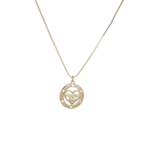 Golden MAMA heart pendant necklace with micro-pave sunflower details for Mother's Day