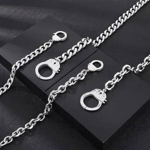 Collier Pendentif Menottes Acier Inoxydable Chaîne Gourmette Hip Hop Punk Bijoux Streetwear Pour Hommes Femmes