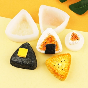 Molde De Silicona Con Forma De Onigiri Triangular Para Pastel Mousse Chocolate Pan Gelatina Textura Realista De Grano De Arroz