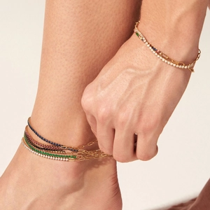 Elegant gold stainless steel anklets featuring colorful zircon stones for women