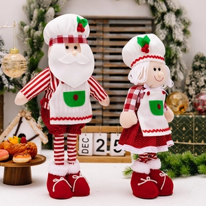Festliche ausziehbare Weihnachtsmann und Frau Claus Kochpuppen in Rot für Deko