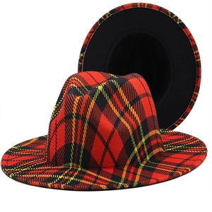 Fedora Hat Wide Brim Jazz Cap Polyester Wool Felt Patterned Leopard Plaid Graffiti Fashion Retro Unisex Streetwear