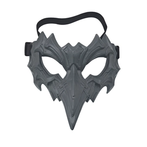 Détail du masque de médecin de peste gris mat avec texture d'armure cybernétique