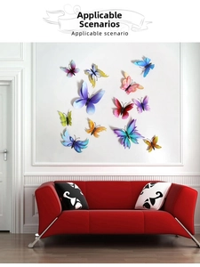 Vibrant 3D PVC butterfly wall stickers set showing various colors on a white home wall
