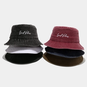 Embroidered cotton bucket hats in multiple colors for sun protection and outdoor styling