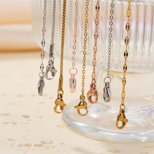 Polished stainless steel ball chains in gold and silver finish with lobster clasps
