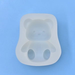 Sitting cartoon bear silicone mold for soap and candle making with 3D details