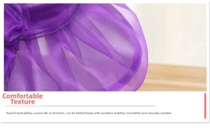 Detailed close-up of breathable purple organza fabric with fold-able crystal wire brim