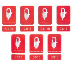 Size chart for stainless steel lobster clasps ranging from 9mm to 18mm for DIY jewelry