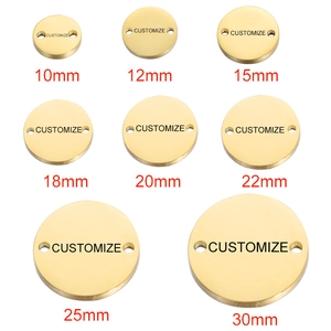 Polished stainless steel round tags with double holes for DIY jewelry in multiple sizes