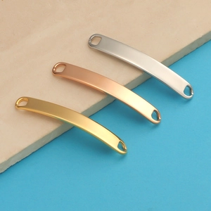 Polished stainless steel curved bar connectors in gold, rose gold, and silver finishes