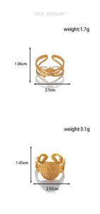 Detailed tile display of starburst gold rings showing exact weights and dimensions