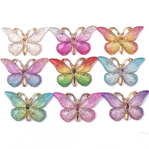 Butterfly Charms For Jewelry Making DIY Resin Gradient Color Alloy Pendants Honeycomb Texture Elegant Craft Accessories
