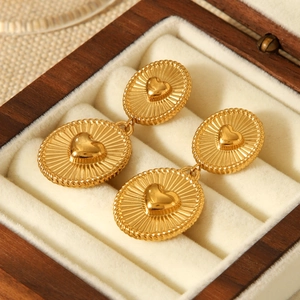 18K gold plated stainless steel oval heart earrings in a luxury velvet jewelry box