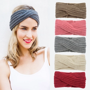 Fascia Per Capelli In Maglia Da Donna Intrecciata Incrociata Scaldaorecchie Invernale Caldo Poliestere Turbante Elastico