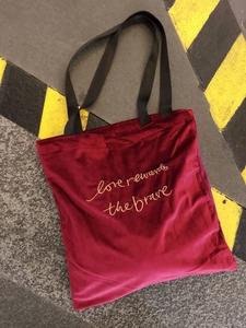 Vintage Velvet Tote Bag Large Capacity Embroidery Wine Red Letter Print Shoulder Handbag For Women Cotton Lining
