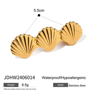 Goldene Edelstahl-Haarklammer mit Muscheldesign, wasserdicht und hypoallergen für Damen