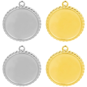 Stainless Steel Round Pendant Bezel Tray Blank Base Twisted Rope Edge For DIY Jewelry Making Retro Necklaces Accessory