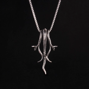 Collier Pendentif Serpent Mamba Exagéré Pendentif En Alliage Chaîne En Acier Inoxydable Bijoux Punk Gothique Unisexe