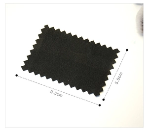 Polishing cloth for silver jewelry in black velvet with decorative scalloped edges