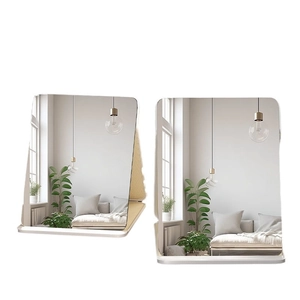 Portable folding desktop makeup mirror with adjustable stand for office and bedroom vanity