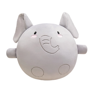 Cute soft grey elephant plush toy with round body and large ears for kids
