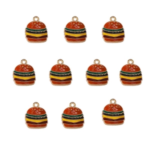 Details von 10 kreativen Emaille-Legierungsei-Burger-Anhängern für DIY-Schmuck und Schlüsselanhänger