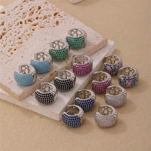 Boucles D'oreilles Huggie Hoop Pour Femmes Cuivre Plaqué Or Multi Couleur Micro Pavé Zircone Bijoux De Mode