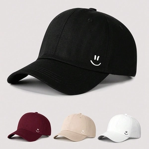 Cappello Da Baseball Poliere Ricamo Faccina Regolabile Protezione Solare Visiera Curva Berretto