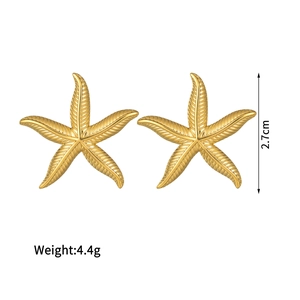 18k gold plated stainless steel starfish earrings with dimensions 2.7cm and 4.4g weight