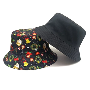 Christmas fisherman hat with festive santa claus and snowflake prints for winter style