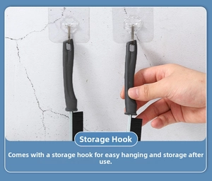 Detail showing the ergonomic handle with a built-in hanging hole for space-saving storage