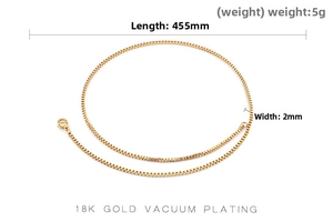 Dettaglio della collana veneziana placcata oro 18K da 455mm con larghezza 2mm e peso 5g