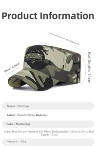 Größentabelle für Flat-Top-Cap mit 55-60 cm Umfang und 6,5 cm Schirmlänge im Detail