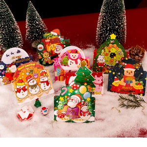 Collection de cartes de Noël 3D avec dorure, motifs Père Noël, Renne et Bonhomme de neige