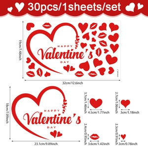 Valentine's Day red heart and lip wall stickers set with 32x19cm size dimensions