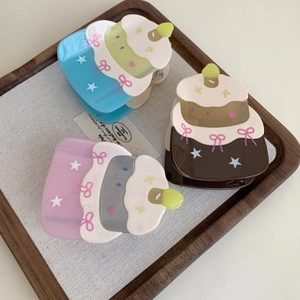 Dolce Pinza per Capelli a Torta in Acetato per Donna Simpatico Fiocco Stella Faccina Sorridente Clip a Squalo Accessorio per Capelli a Tema Dessert