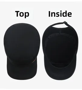 Détail de la casquette plate en coton montrant la structure du haut et la doublure