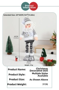 Detail view of telescopic Christmas doll dimensions with 42cm to 50cm height adjustment