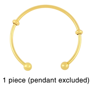 Adjustable gold plated metal bangle featuring sliding beads and spherical ends, 1 piece